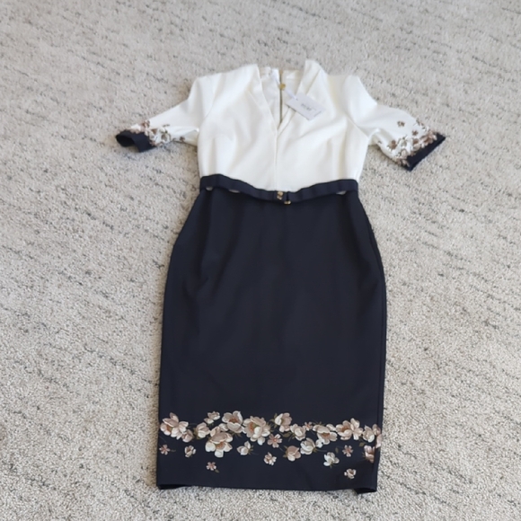 Ted Baker London Dresses & Skirts - Ted Baker London Black and Cream Floral Midi Dress